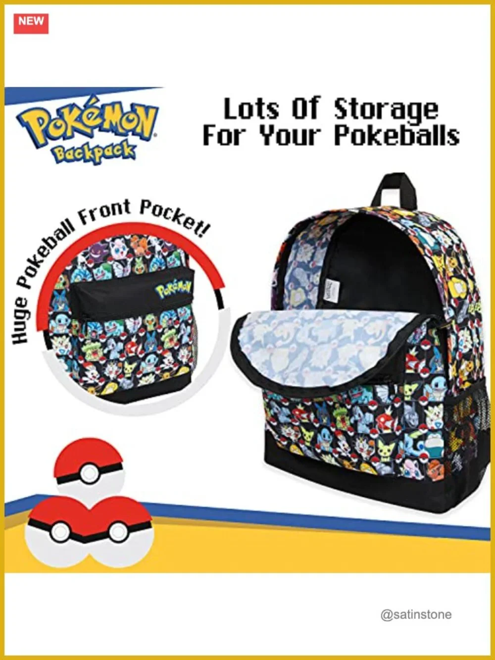 Kids Backpack with Pikachu Characters, Lightweight Daypack for School Travel